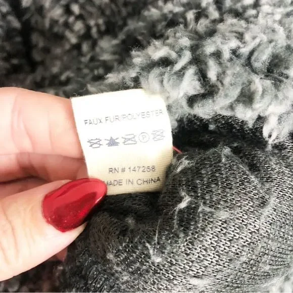 SIMPLY SOUTHERN | Teddy Full Zip Jacket Fluffy Gray & Black Mix Women’s Size XL - Picture 11 of 11